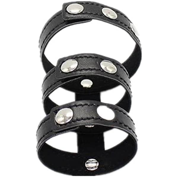3 Ring Cock Strap Black