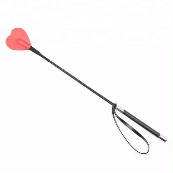 Heart Riding Crop Silver And Black Handle