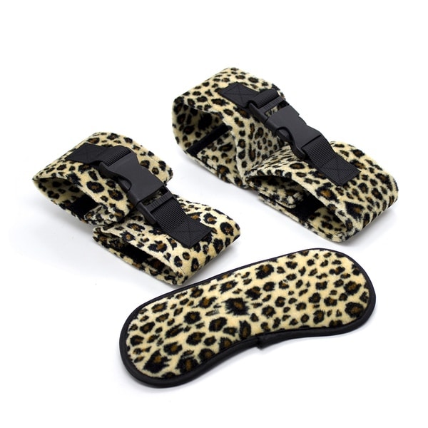 Blindfold With Wrist and Ankle Cuffs Cheetah