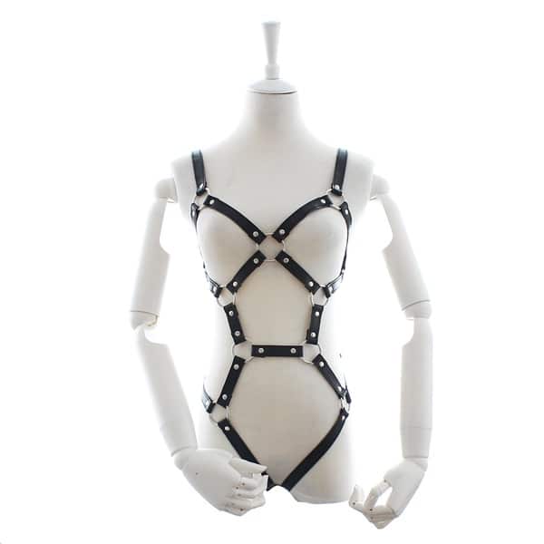 Womens Body Harness Pentagon Pattern Black