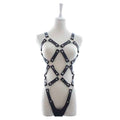 Womens Diamond Patterned Body Harness Black