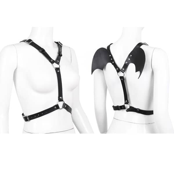 Body Harness With Wings Black