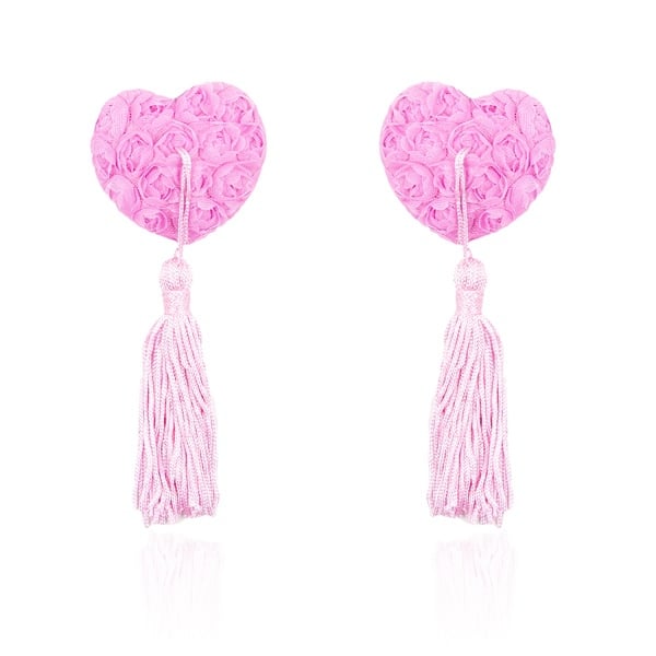 Heart Nipple Pasties With Tassels Pink
