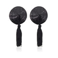 Round Nipple Pasties With Tassels Black