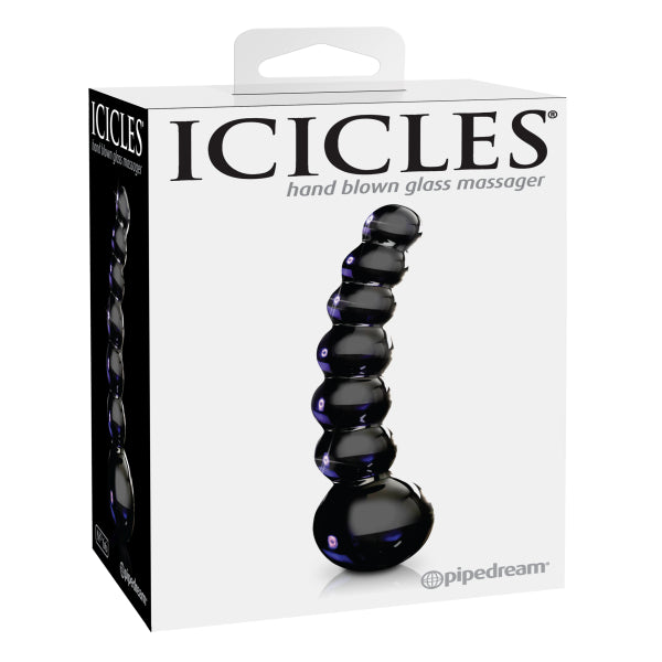 Icicles No. 66 Glass Anal Beads Black